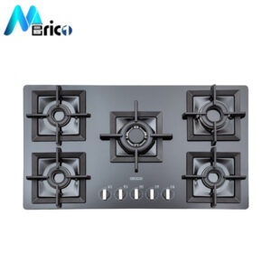 گاز رومیزی استیل البرز کد C5903 پنج شعله شیشه مشکی