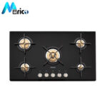 گاز رومیزی استیل البرز کد G5912 پنج شعله شیشه مشکی
