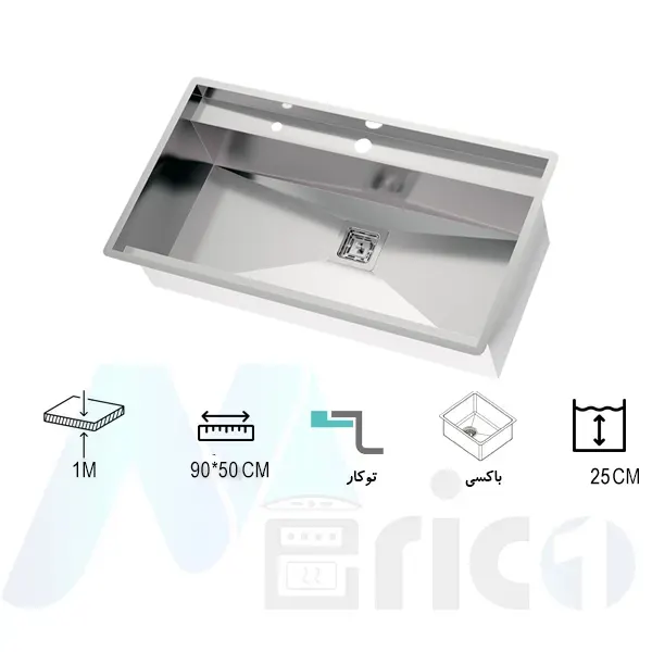 سینک استیل البرز کد 955 توکار دو لگنه