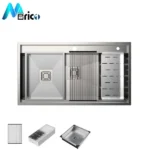 سینک استیل البرز کد 955 توکار دو لگنه